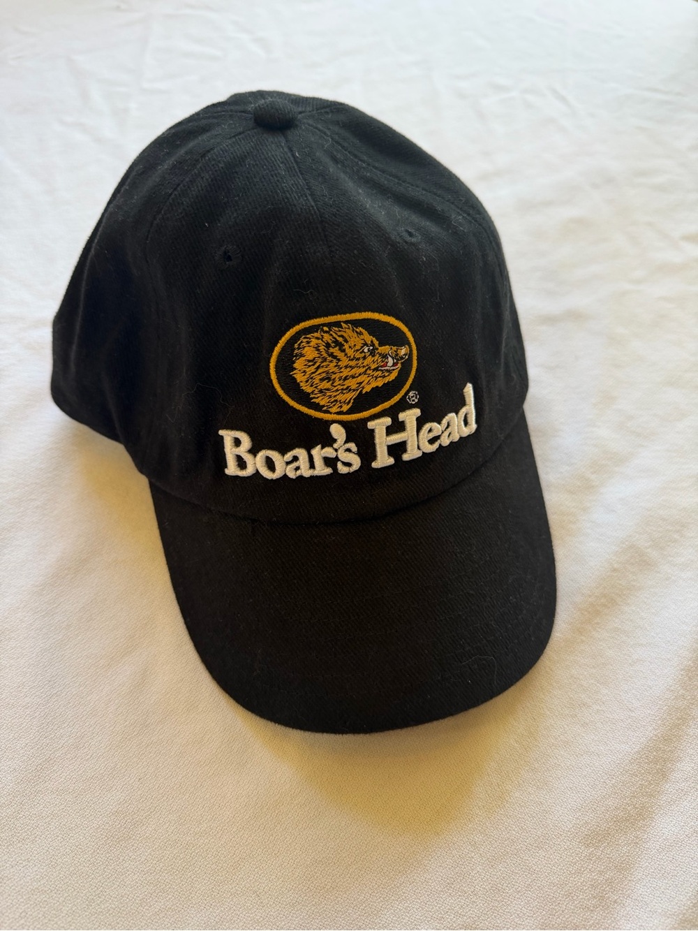Black Boar's Head Logo Baseball Hat with Gold Accent